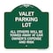 Signmission Valet Parking All Others Towed Away Car Owners Expense & Risk Alum Sign, 18" L, 18" H, GW-1818-22762 A-DES-GW-1818-22762 - alternate 1